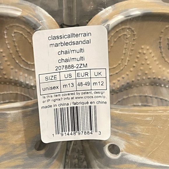 Crocs All-Terrain Marbled Slip On Sandals Outdoors Chai / Multi Mens Size 13 NWT - Picture 6 of 10